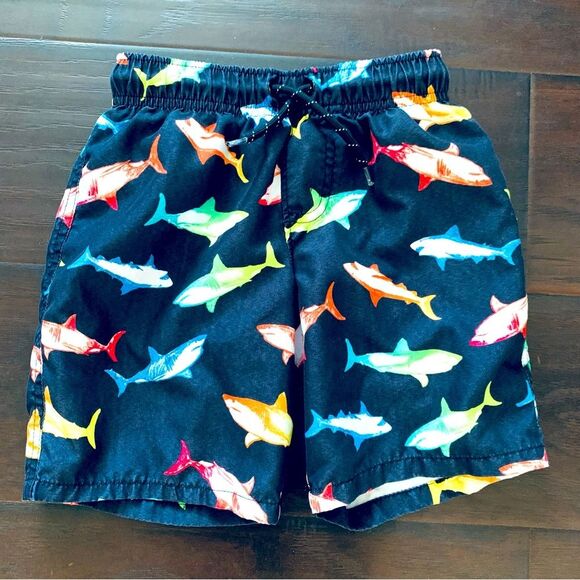 Wonder Nation Toddler/Little Kids Shark Graphic Print Swim Trunk Shorts | XS 4/5 - Picture 1 of 6